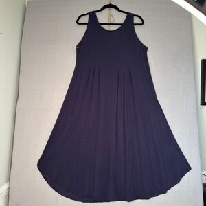 DONNA KARAN Navy Blue Sleeveless  nightgown Midi Dress - Casual Pleated‎